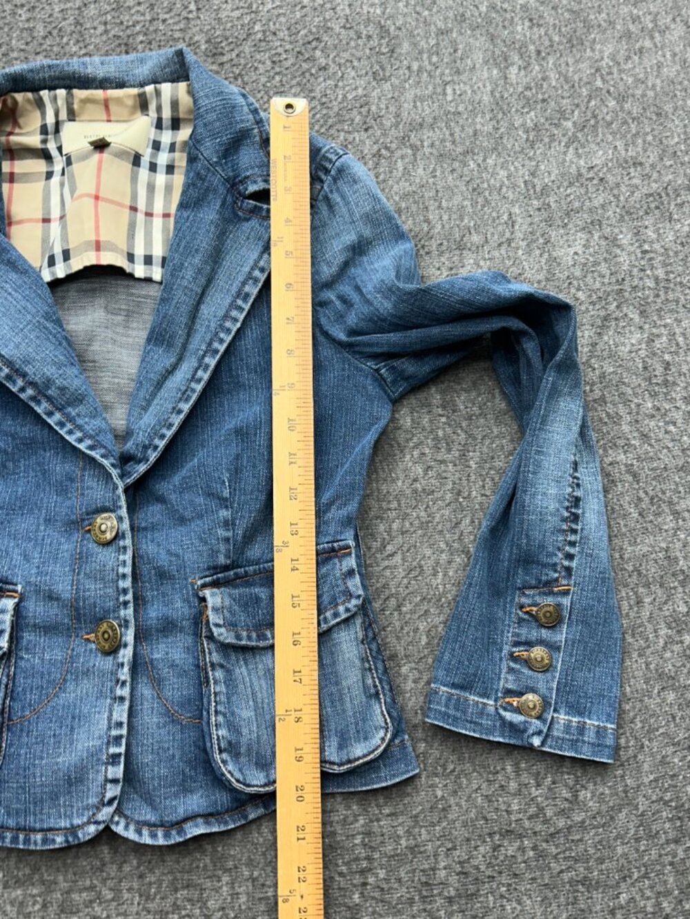 Burberry Denim Jacket Nova Check Womens Size 8 US Blazer - Picture 13 of 16